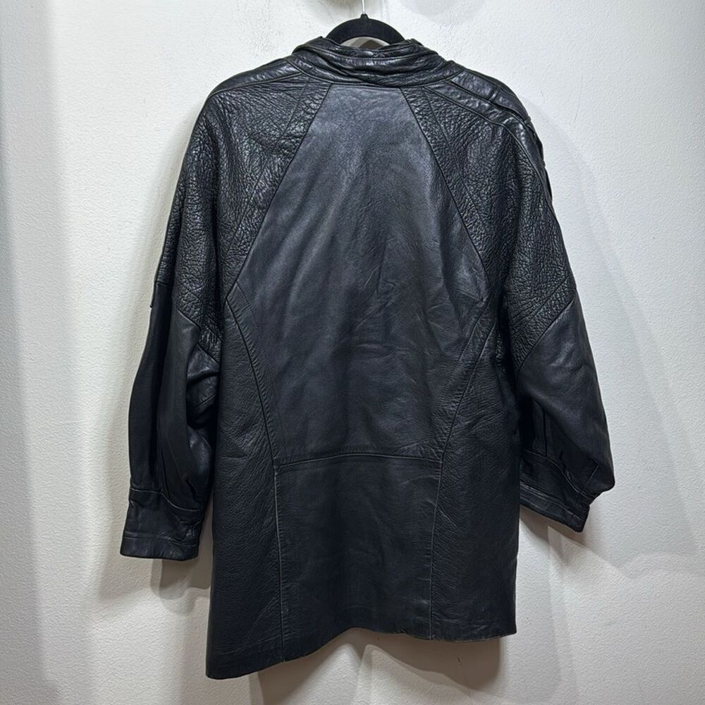 (P2) F.ORTIZ, creation Vintage 80s goatskin jacket in black oversized - Picture 3 of 15